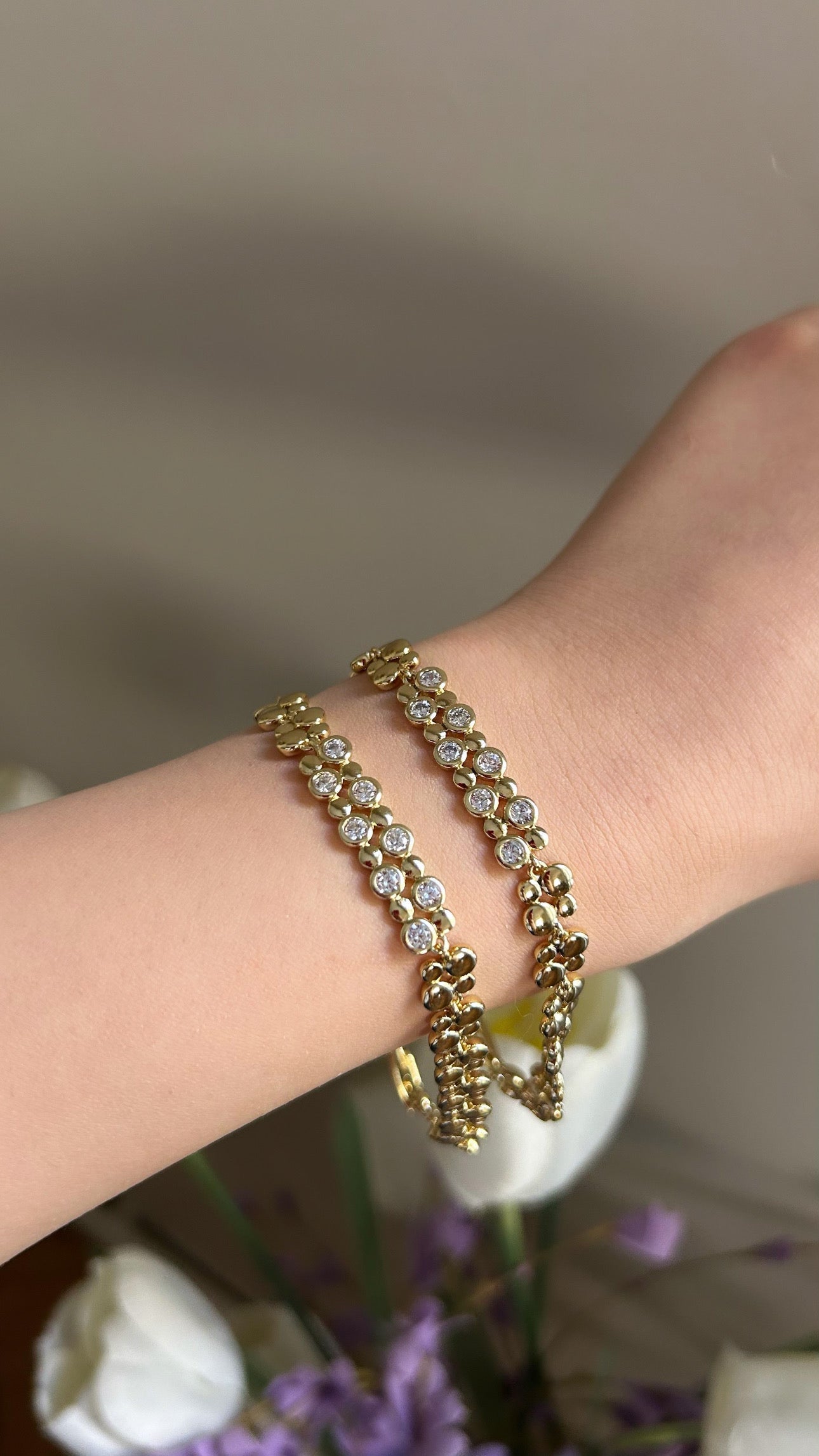 Çelik Zirkon Taşlı Bileklik